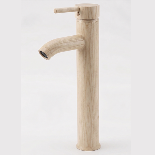 Bateria umywalkowa wysoka efekt drewna